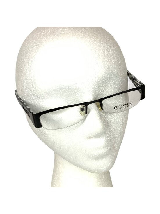 Pomy Accessories - Pomy Eyewear Eyeglass Frames Black Metal Half Rim Rectangle 52 19 140